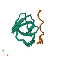 PDB entry 4gbq coloured by chain, ensemble of 15 models, front view.