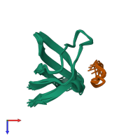 PDB entry 4gbq coloured by chain, ensemble of 15 models, top view.