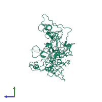 PDB entry 4gbt coloured by chain, side view.