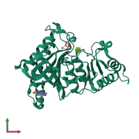 PDB entry 4gbw coloured by chain, front view.