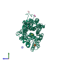 PDB entry 4gc0 coloured by chain, side view.