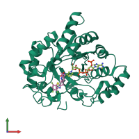 PDB entry 4gca coloured by chain, front view.