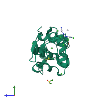 PDB entry 4gcb coloured by chain, side view.