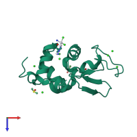 PDB entry 4gcb coloured by chain, top view.
