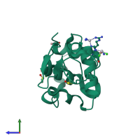 PDB entry 4gcc coloured by chain, side view.