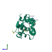 PDB entry 4gcd coloured by chain, side view.