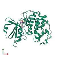 PDB entry 4gcj coloured by chain, front view.