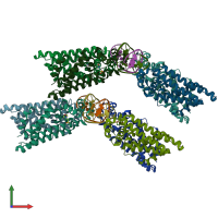 PDB entry 4gcl coloured by chain, front view.