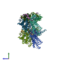 PDB entry 4gcl coloured by chain, side view.