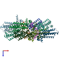 PDB entry 4gcl coloured by chain, top view.