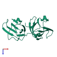 PDB entry 4gcr coloured by chain, top view.