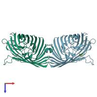 PDB entry 4gcs coloured by chain, top view.