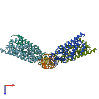 PDB entry 4gct coloured by chain, top view.
