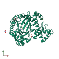 PDB entry 4gcx coloured by chain, front view.