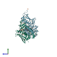 PDB entry 4gcz coloured by chain, side view.