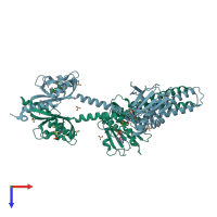 PDB entry 4gcz coloured by chain, top view.