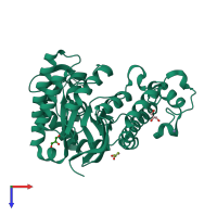 PDB entry 4gd0 coloured by chain, top view.