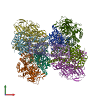 PDB entry 4gd3 coloured by chain, front view.