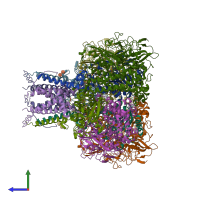 PDB entry 4gd3 coloured by chain, side view.