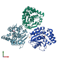 PDB entry 4gdm coloured by chain, front view.