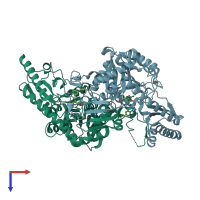 PDB entry 4gdy coloured by chain, top view.