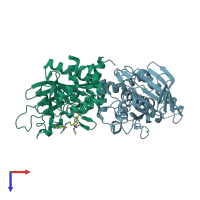 PDB entry 4ge2 coloured by chain, top view.