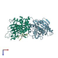 PDB entry 4ge6 coloured by chain, top view.