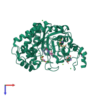 PDB entry 4ge8 coloured by chain, top view.