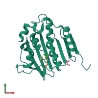 PDB entry 4gee coloured by chain, front view.