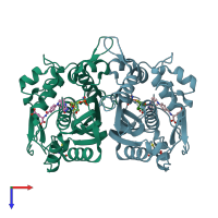 PDB entry 4gev coloured by chain, top view.