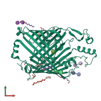 PDB entry 4gey coloured by chain, front view.