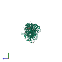 PDB entry 4gf2 coloured by chain, side view.