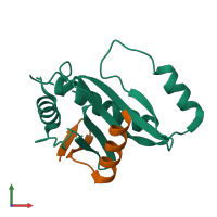 PDB entry 4gf3 coloured by chain, front view.