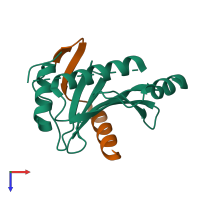 PDB entry 4gf3 coloured by chain, top view.