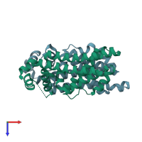 PDB entry 4gfk coloured by chain, top view.