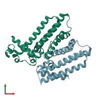PDB entry 4gfl coloured by chain, front view.