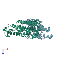 PDB entry 4gfl coloured by chain, top view.