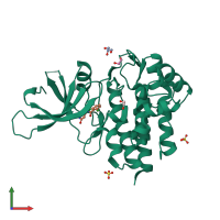 PDB entry 4gfo coloured by chain, front view.