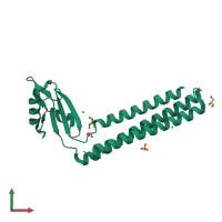 PDB entry 4gfq coloured by chain, front view.