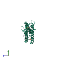 PDB entry 4gfq coloured by chain, side view.