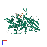 PDB entry 4gfu coloured by chain, top view.