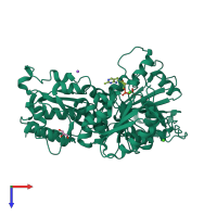 PDB entry 4gg1 coloured by chain, top view.