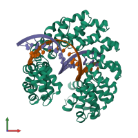 PDB entry 4gg4 coloured by chain, front view.