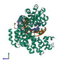 PDB entry 4gg4 coloured by chain, side view.