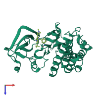 PDB entry 4gg5 coloured by chain, top view.