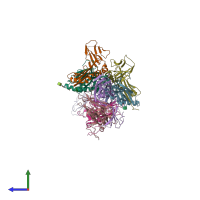 PDB entry 4gg6 coloured by chain, side view.