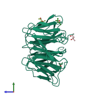 PDB entry 4ggc coloured by chain, side view.