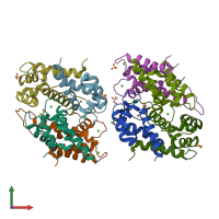 PDB entry 4ggf coloured by chain, front view.