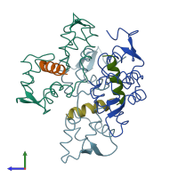 PDB entry 4ggn coloured by chain, side view.