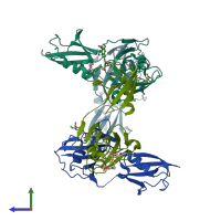 PDB entry 4ggq coloured by chain, side view.